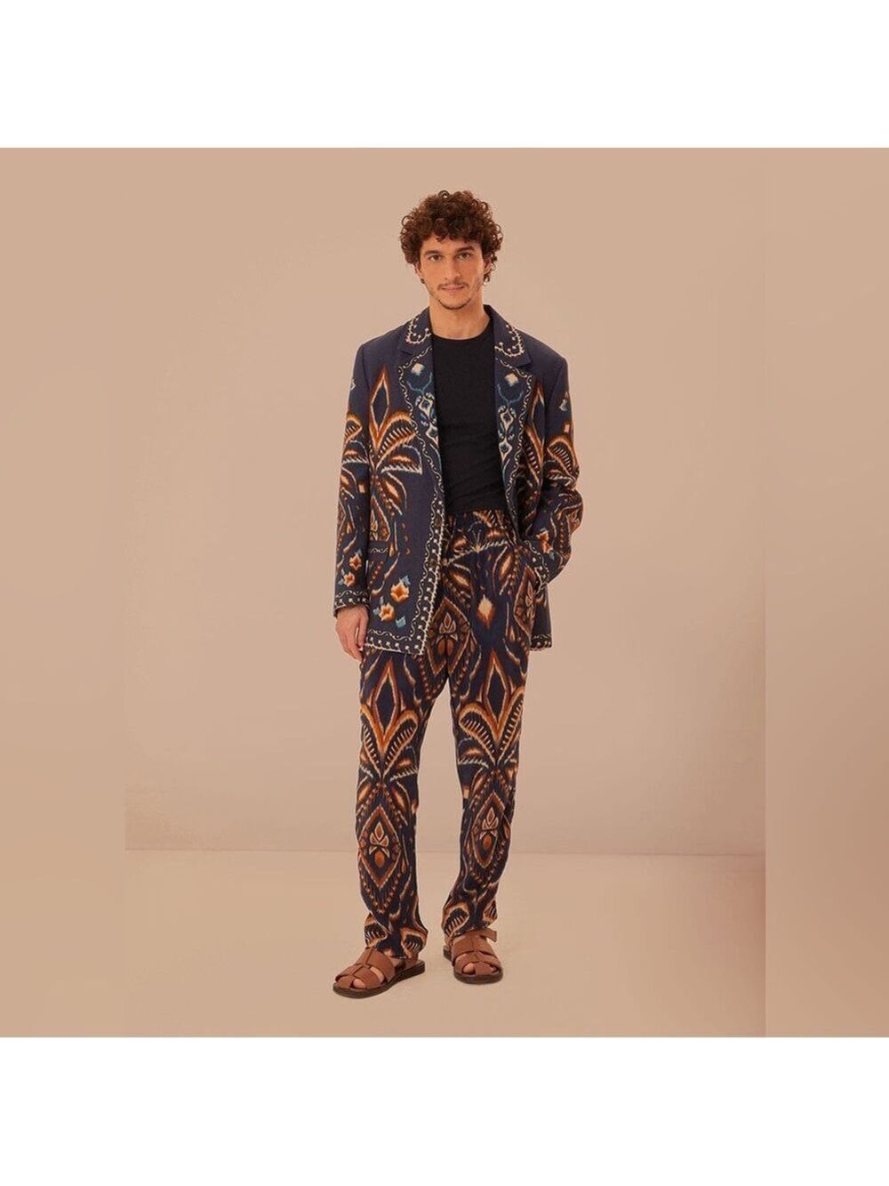 Farm Rio Blue Pineapple Ikat Pants
